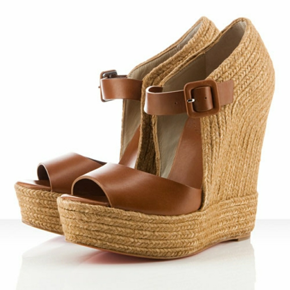 Christian Louboutin Praia Espadrille Wedge Brown